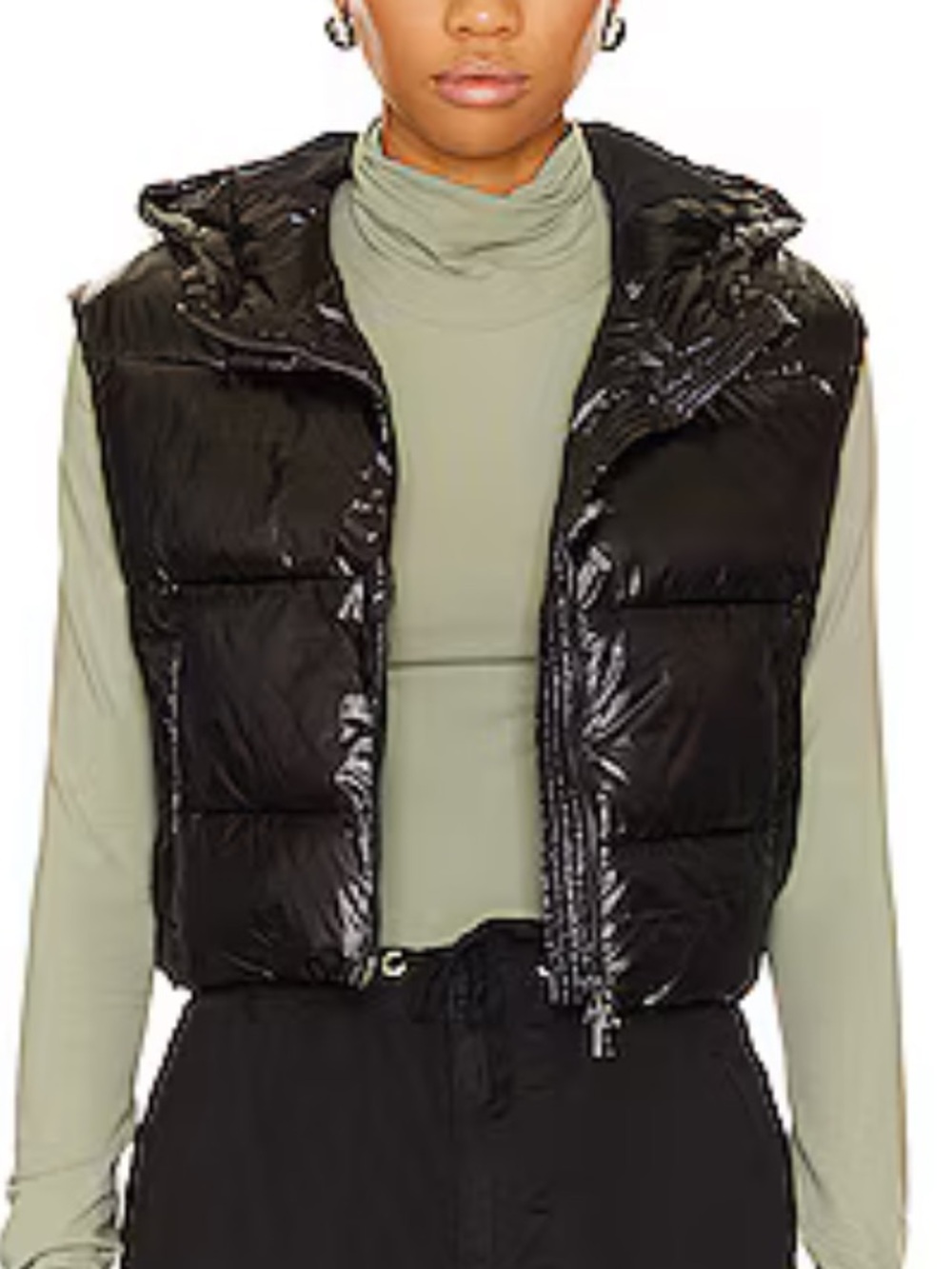 Spiritual Gangster Stella Cropped Puffer Vest in Black Jacket crop revolve puff